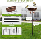 Metal Bird Bath Feeder for Outside – 3.14’’ Deep Birdbaths Bowl with Stable Stake & Upgraded 5-Pronged Base, 13’’ Dia Freestanding for Garden Yard Lawn Decor, 44’’ Tall Easy Clean 1.5 Gallon - Image 5