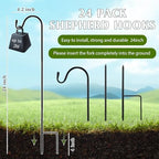 24 Pcs 24 Inch Shepherd Hook for Outdoor Adjustable Bird Feeder Pole - Image 2