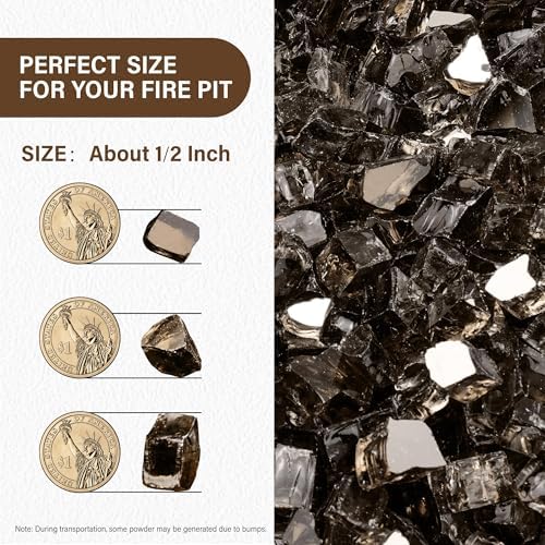 NUPICK 10 Pound Fire Glass, 1/2 Inch Reflective Fire Pit Glass - Image 2