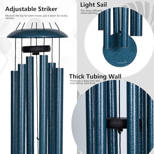 Wind Chimes for Outside Deep Tone - 38'' Wind Chimes Outdoor Clearance, Deep Tone, Windchimes Outdoors, Memorial Gift, Sympathy Gift, Garden Patio, Home Décor, Blue - Image 3