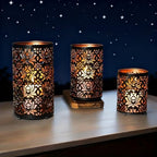 3PCS Candlestick Candle Barrels Moroccan Style Retro Lanterns Projection Lights Hollowed-Out Decorations Home Ramadan Hanging Outdoor Indoor Courtyard Porch Festival Weddings - Image 4