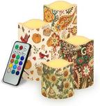 Pumpkin and Floral Flickering Flameless Candles with Remote and Timer Set of 4 Color Changing Battery Operated Candles Home Thanksgiving Day Decoration by Uorisanigo