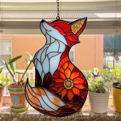 Floral Fox Acrylic Suncatcher - Image 4