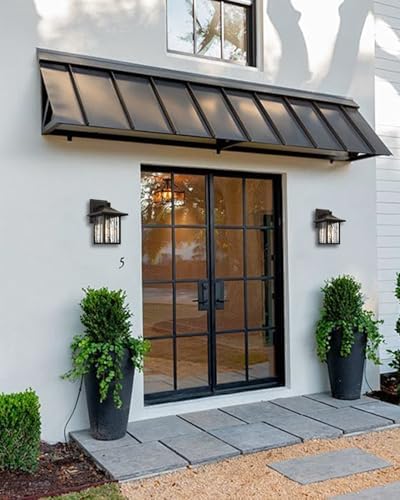 Outdoor Wall Lights Exterior, Front Porch Lights, Wall Sconce Wall Mount, Waterproof Wall Lantern with Water Ripple Glass, Black Lighting Fixtures for Garage, Patio House-2 Packs - Image 6
