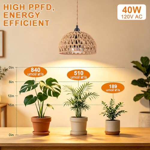 9in Hanging Grow Light for Indoor Plants, 30W Full Spectrum Plant Light - Image 4