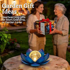 Huaxu Solar Lights Outdoor Garden Decoration Crackle Globe Glass Waterproof LED Metal Blue Lotus Flowers Gift for Mom,Women,Patio,Lawn,Walkway,Tabletop,Ground - Image 7