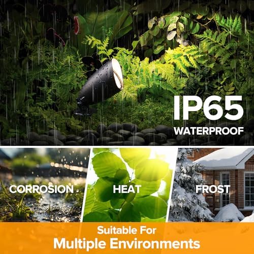 LUTEC 12V Low Voltage Landscape Lighting, Die-cast Aluminum Spot Lights with Connectors, IP65 Waterproof Outdoor Landscape Spotlights, 5W 550LM Warm White 3000K for Tree Garden Yard Pathway, 4 Pack - Image 6