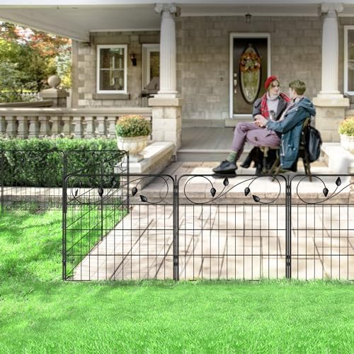 Decorative Black Garden Fencing 24in(H)X16ft(L) 8 Panels Metal Garden Fence - Image 2