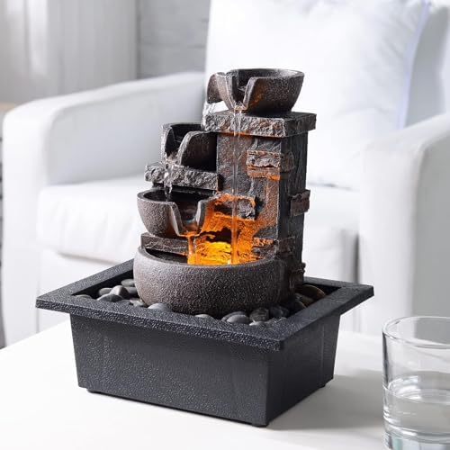 Kalona Tabletop Water Fountain, Indoor Waterfall with Resin Rock Design - Image 5