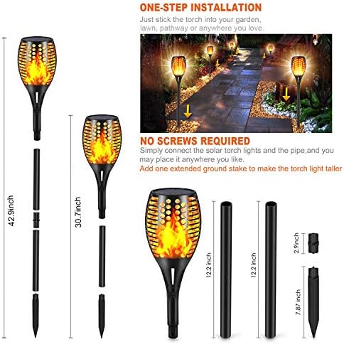 Solar Torch Lights Outdoor, Waterproof Dancing Flame Lights for Garden Patio Decor - 4 Pack, Large - Image 7