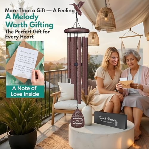 Hummingbird Memorial Wind Chimes for Loss of Loved One - 35" Long Sympathy Wind Chimes for Outside, Bereavement, Remembrance, Funeral Gift for Mother, Dad, Husband, Son & Sister - Image 4