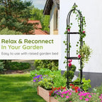 Idzo 100% Metal Obelisk Trellis for Climbing Plants Outdoor 6ft - 72in, Heavy Duty Black Garden Trellis for Climbing Vine with Stone-Look Finish, 1pc - Image 6