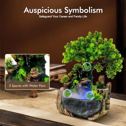 Gdrasuya10 Atomizing Rockery Water Fountain Desktop Chinese Fengshui LED Lamp Waterfall Water Sound Indoor Office Home - Image 2