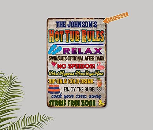 Personalized Hot Tub Rules Sign Custom Sign Backyard Oasis Patio Decor Outdoor Sauna Paradise Pool BBQ Tiki Gift 116242002008 - Image 3