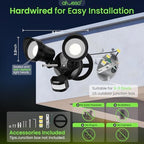 ALUSSO Motion Sensor Outdoor Lights, 30W 3500LM Flood Lights Outdoor 120V, 3 Modes (Dusk to Dawn/Auto/On Time), 3CCT 3000K/4000K/6500K Waterproof Hardwired Security Light ETL Listed for Porch, 2PCS - Image 2