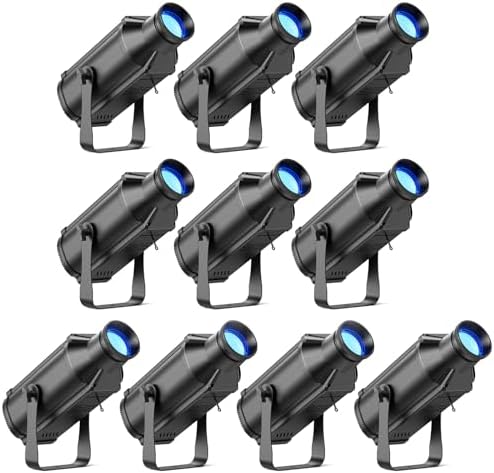 LEKO Profile Stage Spotlights, 100W RGB COB Lights, Zoom Control & DMX512 Par Ellipsidal Lights, 7CH Manual Focus LED Spotlight for Show Stage Performance Event, 10 Pack by FANCYBLING