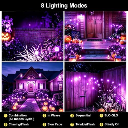 Swaying Solar Firefly Light Outdoor, 4 Pack Purple Firefly Lights - Image 3