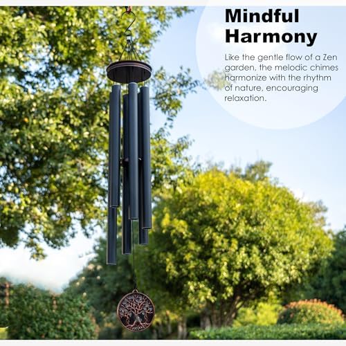 Vanquer Large Wind Chimes for Outside Deep Tone - 46'' Wind Chimes Outdoor Clearance, Memorial Windchimes, Sympathy Gift, Outdoor Décor, Patio, Home Décor, Vintage Black (46" Tree of Life) - Image 6