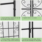 4 Pack 86.2x19.7in Metal Garden Trellis for Climbing Plants,Black Metal Garden Trellis for Vines Plant Rose Vegetable Support,Large Decorative Outdoor Trellis - Image 4