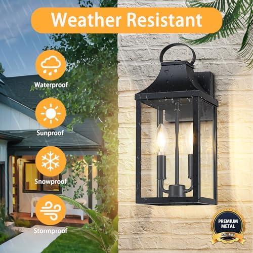 15" Dusk to Dawn Black Outdoor Wall Lantern with E12 Socket, 1 Pack - Image 4