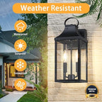15" Dusk to Dawn Black Outdoor Wall Lantern with E12 Socket, 1 Pack - Image 4
