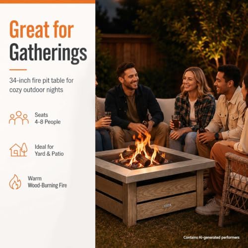 4-in-1 Outdoor Fire Pit Grill Table,Metal Firepits for Outside (34") - Image 7