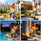 Solar Garden Gnome Statues, Outdoor Fishing Gnome with Butterfly Solar Lights Waterproof, Birthday Gifts for Mom Women Mother's Day, Garden Figurines for Yard Decor Patio Porch Lawn Ornaments - Image 5