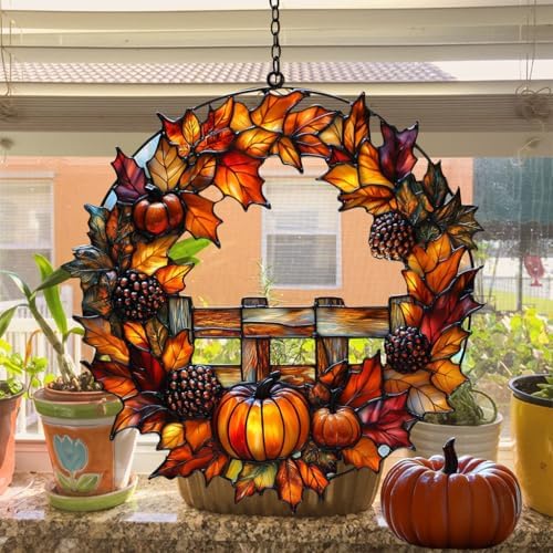 Fall Floral Wreath Acrylic Suncatcher - Image 4