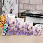 Purple Butterfly Marble Flickering Flameless Candles with Remote LED Pillar Candles Battery Operated with Timer Color Changing Electric Candles Decoration - Image 4