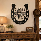 Personalized Horseshoe Metal Sign with Initial and Family Name, Custom Monogram Metal Wall Art Last Name Sign, Equestrian Horse Lover Gift for Living Room Decor - Image 3