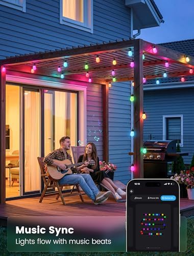 woohaha Smart Outdoor String Lights 45FT(37+8 Color Changing Patio Lights - Image 4