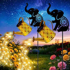 Solar Watering Can Lights, Elephant Hanging Lantern Solar Lights Outdoor, Birthday Gifts for Mom Women Mother's Day, Waterproof Garden Decor Outside Patio Yard Pathway Backyard, 2 Pack by yulloyello