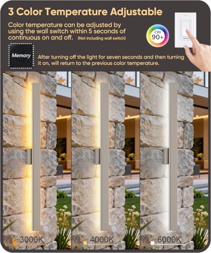 Aipsun 39.4" Nickel LED Outdoor Wall Light,Linear Exterior Lighting Fixture - Image 3