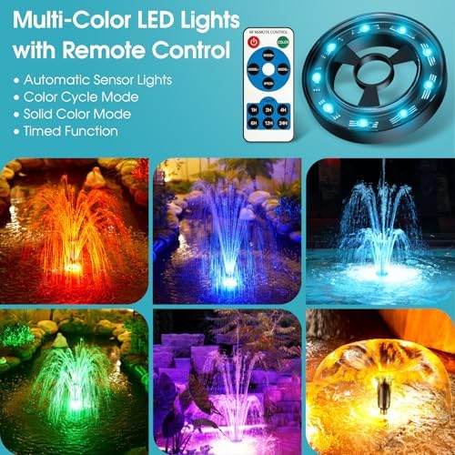 POPOSOAP Pond Filter with Fountain Kits, 660GPH Pond Pump Filter Built-in RGB LED Lights with Remote Controller, Pond Filters for Outdoor Ponds Clean, Clear and Water Features P2326D - Image 3