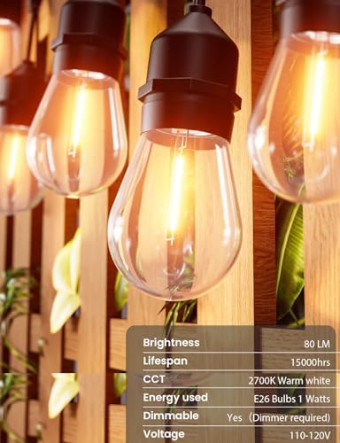 Svater Outdoor String Lights LED 24 FT S14 LED Edison Vintage Waterproof - Image 4