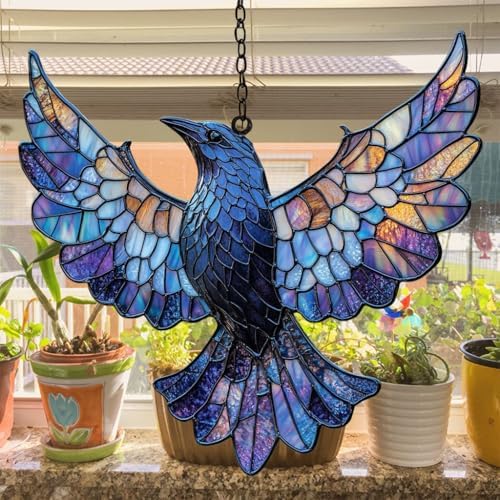 Flying Raven Tiffany Style Acrylic Suncatcher - Image 4