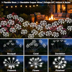 Solar Garden Lights Outdoor, Upgraded Solar Swaying Starburst Light Waterproof with 2 Modes, Solar Fairy Firework Lights for Yard Patio Pathway Flowerbed Balcony Garden Decoration (White, 4 Pack) - Image 5