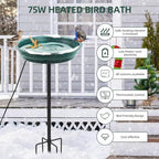 Heated Bird Bath for Outdoors for Winter, 75W Bird Bath Water Heater Bird Bath Deicer,Deep Bowl Thermostatic Control Weather Resistance Available with Stable Metal Pole for All Seasons(Green) - Image 2