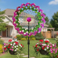Large Metal Wind Spinner Outdoor, 96'' Adjustable Height with 24'' Sickle Blades, Water Ripple Motion & Smooth 360° Rotation, Weatherproof Garden Decor for Patio Lawn Backyard (Red&Blue) by VinSees