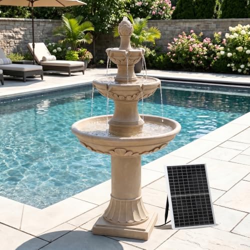 Outdoor Solar Water Fountain,3-Tier Italian Garden Waterfall Fountain by MAIBH-MAIntainBrilliantHouse