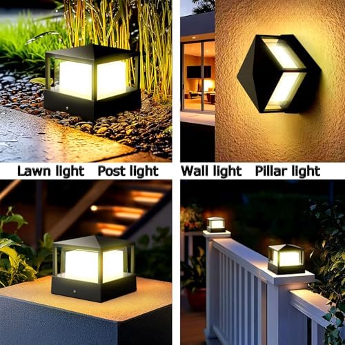 Pillar Lights,Square 5 X 5 in Outdoor Post Light,Outdoor Column lamp, Deck/Fence/Post Cap Lights,lamp Post,High Voltage Wired Waterproof Aluminum Post Light,IP65 (Square, 5X5IN) - Image 6