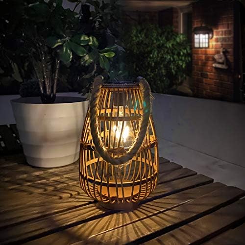 Rattan Solar Lantern, Large Outdoor Waterproof Hanging/Tabletop - Image 4