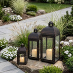 NEEDOMO Lanterns Decorative Outdoor & Indoor, Set of 3 Outdoor Lanterns for Porch, 23" Large Candle Lantern, Bronze Metal Frame with Glass, Vintage Farmhouse, Patio, Pathway, Garden, Fall, Christmas - Image 2