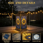 Stained Glass Style Solar Lantern Outdoor Garden Hanging Lantern Sunflower Stained Glass Window Spring Colored Mosaic Waterproof Solar Powered Lighting Outside Table Lamp for Patio Deck Yard - Image 2
