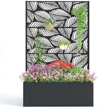 GarveeLife Metal Planter Box with Trellis 71"x47"x16", with Drainage Holes by GarveeLife