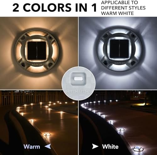 AGPTEK Solar Driveway Lights Outdoor 8 Pack, 2 Color Modes LED Deck Dock - Image 2