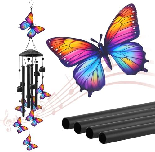 Butterfly Wind Chimes for Outside,Metal Chimes,Butterfly Gifts for Women by HUVNSOCH