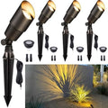 Gardenreet Brass Landscape Lighting - Outdoor Low Voltage Spotlights LED, 12V Wired Uplights, Waterproof Spot Lights, Antique Bronze for Outside Trees with 5W 2700K Warm White MR16 Bulb (4 Pack) by Gardenreet