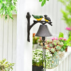 Sungmor Cast Iron Dinner Bell, Outside Farmhouse Door Bell, Wall Hanging Bell, Antique Lovely Color Birds Decorative Manually Shaking Doorbell, Indoor Outdoor Wall Mounted Ornamental Dinner Bell - Image 2