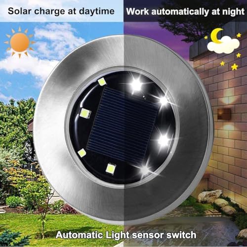 4.6 Inch Diameter Solar Ground Lights, Waterproof Solar Garden Lights, Outdoor Garden Waterproof Bright in-Ground Light, Landscape Lighting for Pathway,Yard,Lawn,Patio,Walkway (16 Pack White Light) - Image 2